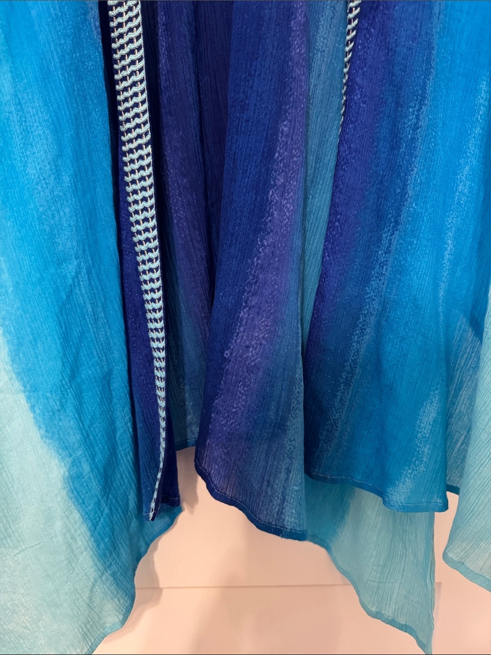Chicos Blue Turquoise Ombre Sheer Kimono Cover Up Vacation Beach Glamour Top - Picture 5 of 9